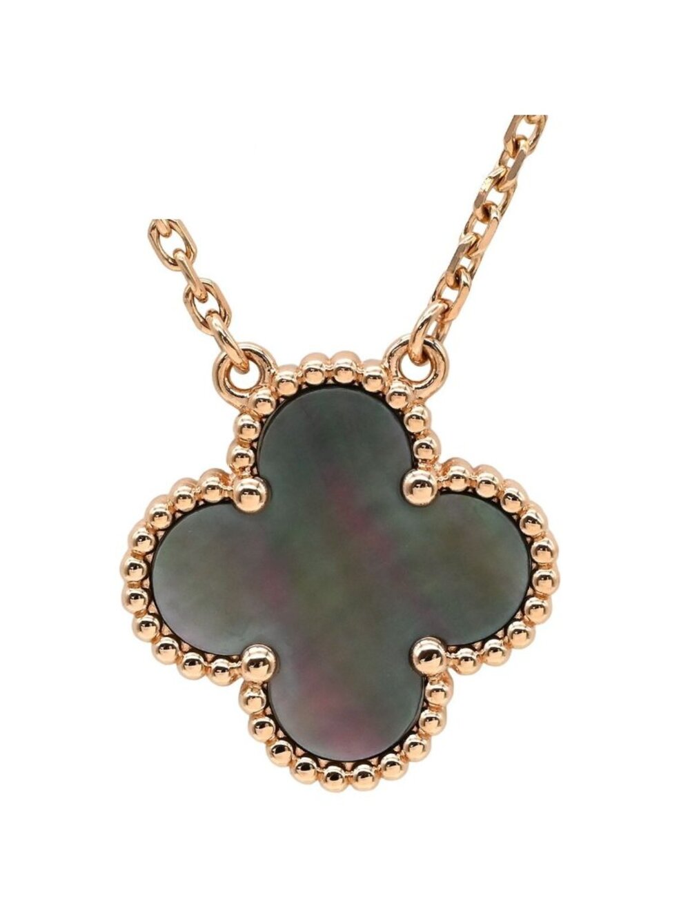 Van Cleef & Arpels Necklace Vintage Alhambra Gray Rose Gold 18K Pink Gold Shell